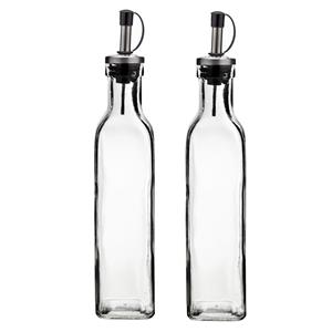 Cosy & Trendy Olie en azijn flessen - 2x - glas - 300 ml - met schenktuit - afsluitbare dop -