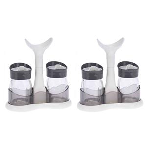 Excellent Houseware 2x Stuks Setje van peper en zout vaatjes/strooiers - 3 Delig - wit - 80 ml -