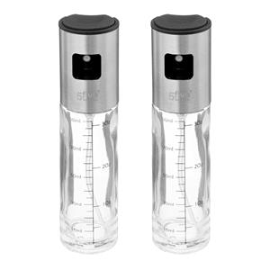 5five Azijn/Olie spray fles dispenser - 2x - glas - 100 ml - olijfolie flessen -