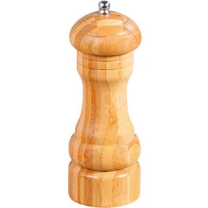Merkloos Bamboe houten pepermolen/zoutmolen 16 cm -