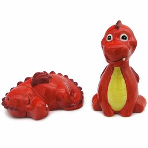 Puckator Peper en zout stel - rode fantasy draakjes - keramiek - cadeau setje -