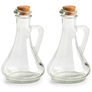 Zeller Olie- en azijn fles - set 2x - glas - 270 ml - met kurk -