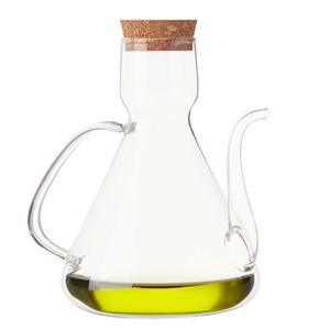 Vivalto Azijn/olie fles met schenktuit en kurk dop - borosilicaat glas - 750 ml - 18cm - Luxe versie -