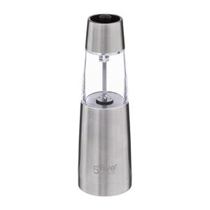 5five Elektrische pepermolen RVS/glas zilver 19 cm -