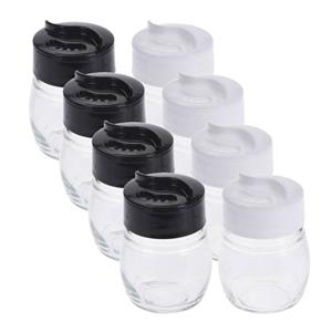 Excellent Houseware Setje van 8x stuks peper en zout vaatjes / strooiers van glas 5 x 7 cm -