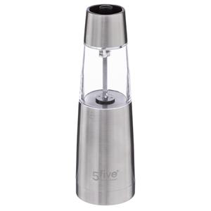 5five Elektrische pepermolen RVS/glas zilver 19 cm inclusief batterijen -