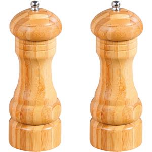 Merkloos Bamboe houten peper- en zoutstel 16 cm -