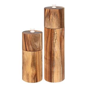 5five Pepermolen/zoutmolen set - acacia hout - 2-maten - peper/zout - Kruidenset - 12.5 cm / 21.5 cm -