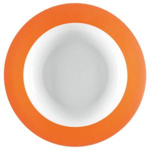 PULSIVA Diep bord Multi-Color; 350ml, 23.5x4.6 cm (ØxH); wit/oranje; rond; 6 stuk / verpakking