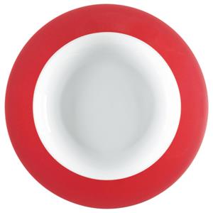 PULSIVA Diep bord Multi-Color; 350ml, 23.5x4.6 cm (ØxH); wit/rood; rond; 6 stuk / verpakking