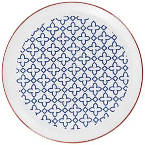 Vega Glazen bord Fantin; 25 cm (Ø); wit/blauw; rond; 6 stuk / verpakking