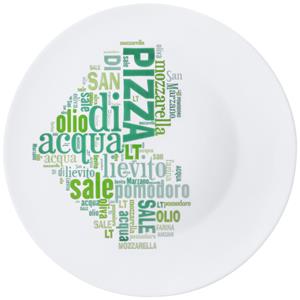 Bormioli Rocco Pizzabord Pizza Chef; 33 cm (Ø); wit/groen; rond; 6 stuk / verpakking