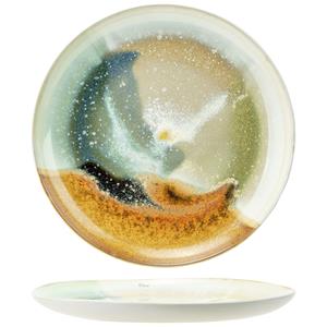 Cosy & Trendy Plat bord Miro; 21 cm (Ø); bruin/beige/zand/groen/blauw; rond; 4 stuk / verpakking
