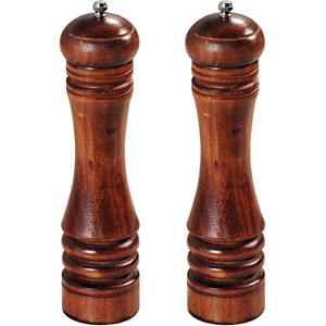 Merkloos Pepermolen/zoutmolen - 2x - donkerbruin - 26 cm - beukenhout -