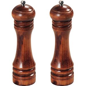 Merkloos Donkerbruin beukenhouten peper- en zoutstel 22 cm -