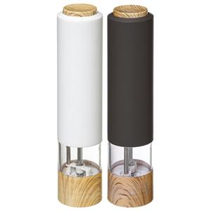 5five Set van 2x stuks elektrische zout- en pepermolens kunststof zwart/wit 22 cm -