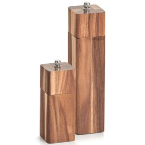 Zeller 2x Luxe peper/zout molens acacia hout 13 en 21 cm -