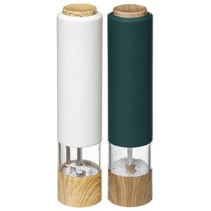 5five Set van 2x stuks elektrische zout- en pepermolens kunststof zwart/wit 22 cm inclusief batterijen -