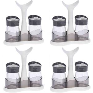 Excellent Houseware 8x Stuks Setje van peper en zout vaatjes/strooiers - 3 Delig - wit - 80 ml -