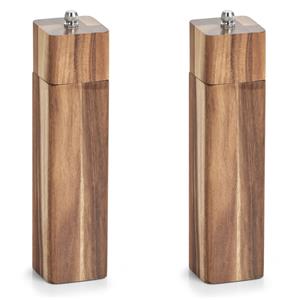 Zeller 2x Luxe peper/zout molens acacia hout 21 cm -