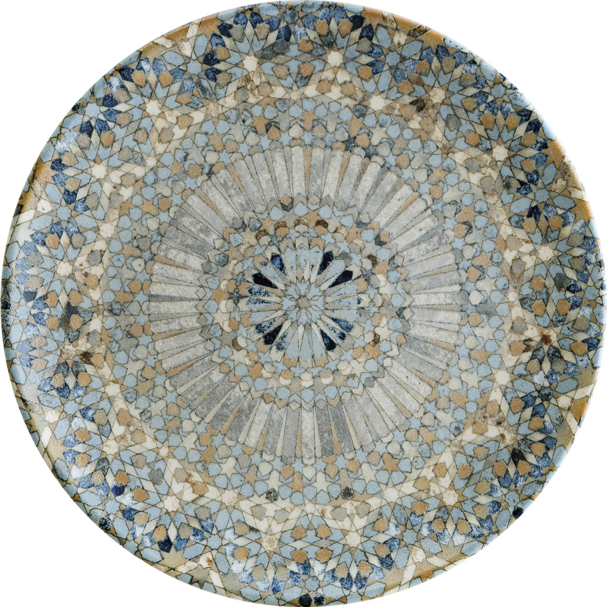 Bonna Plat bord Luca Mosaic; 27 cm (Ø); oranje/donkerblauw/lichtblauw/geel/wit; rond; 12 stuk / verpakking
