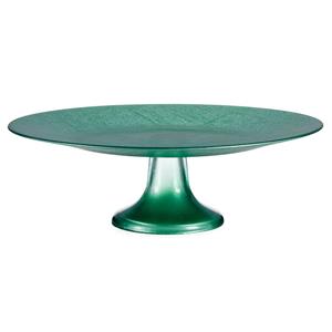 Vivalto Taartplateau - met voet - 33 x 11 cm - glas - groen -