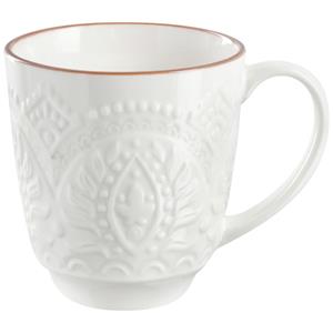 PULSIVA Mok Indie met reliëf; 380ml, 9.5x10.5 cm (ØxH); wit; 4 stuk / verpakking