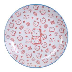 Tokyo Design Studio Rood/Wit Bord - Lucky Cats - 25.3 x 5cm