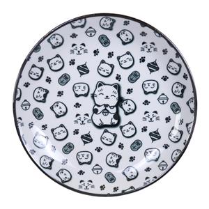 Tokyo Design Studio Zwart/Wit Bord - Lucky Cats - 25.3 x 5cm
