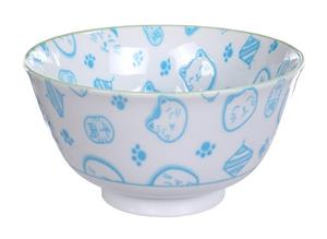 Tokyo Design Studio Lichtblauw/Witte Kom - Lucky Cats - 12.7 x 6.5cm 300ml