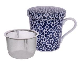 Tokyo Design Studio Blauw/Witte Theemok met Roestvrij Stalen Zeef