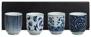 Tokyo Design Studio Blauw/Witte Theekop set - Set van 4