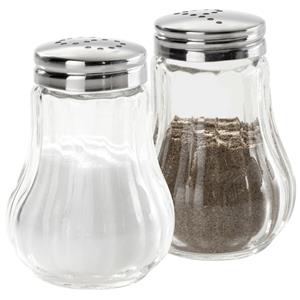 PULSIVA Peper- en zoutvaatje Cordes; 50ml, 4.5x6.5 cm (ØxH); zilver/transparant; 4 set / verpakking