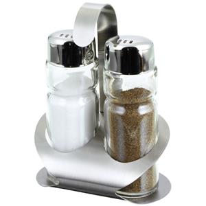 PULSIVA Peper-/zoutstrooier Battuda 3-delig; 50ml, 8.5x12x6 cm (BxHxD); zilver/transparant; 6 set / verpakking