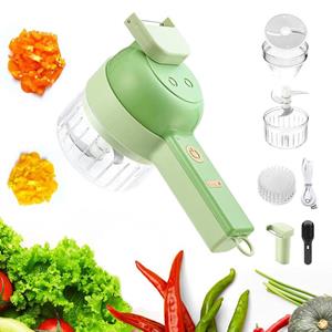 91140100MA0LTQPN2W 4-in-1 draagbare groentesnijder Draagbare draadloze elektrische keuken Multifunctionele knoflookhakker groen