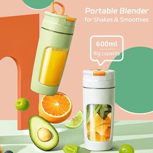 Darling Women Boutique A Multifunctionele blender USB-oplaadbare elektrische sapcentrifuge 600 ml sinaasappelpersmachine met grote capaciteit groen