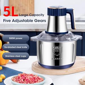 Exquisite goods home furnishing 5L Elektrische Vleesmolens 304 Roestvrij Staal Voedsel Crusher Multifunctionele Groentesnijder Chopper Vleesmolen Babyvoedselverwerker EU