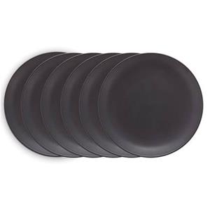 Vtwonen  Dinerborden - Bordenset - Mat zwart - 25,5cm - Set van 6