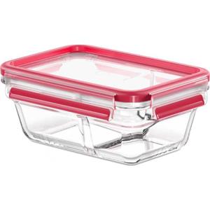 Emsa Clip & Close Voorraadbox 0.8 l Glas Met deksel, Met kliksluiting, Waterdicht, Vaatwasserbestendig Transparant, Rood 600740