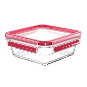 Emsa Clip & Close Vershoudbakje 0.8 l Glas Met deksel, Waterdicht, BPA-vrij Transparant, Rood 600747