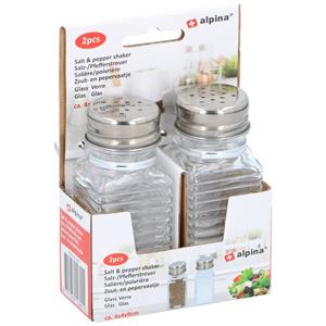 Merkloos Peper- en zout vaatje - 9 cm - set - strooier - glas -