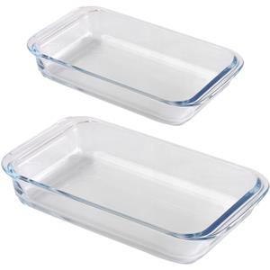 Chef Traiteur Ovenschaal set 2-delig - rechthoek - glas - 0,8L en 1,6L -