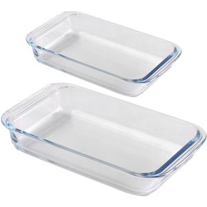 Chef Traiteur Ovenschaal set 2-delig - rechthoek - glas - 0,8L en 2,2L -