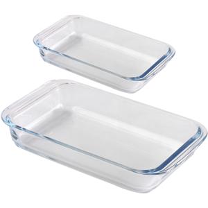 Chef Traiteur Ovenschaal set 2-delig - rechthoek - glas - 0,8L en 3L -