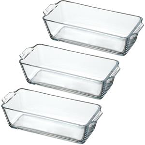 Chef Traiteur Ovenschaal van borosilicaat glas - 3x - rechthoek - 0.8 Liter - 23 x 10 x 6 cm -