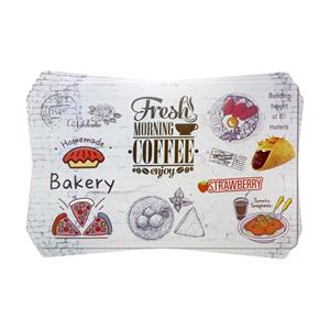 Concorde Placemats - 6x - koffie print - wit - 28 x 43 cm - kunststof -