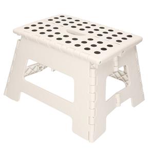 Merkloos Opvouwbaar opstapje/opstap krukje - wit/grijs - 35 x 28 x 22 cm - makkelijke op te ruimen -