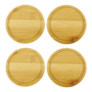 5five Onderzetters voor glazen - 4x stuks - rond - bamboe hout - 10 x 1 cm -