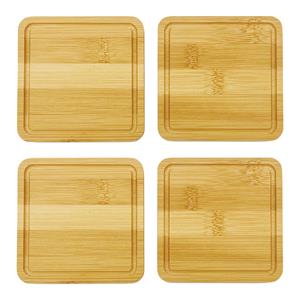 5five Onderzetters voor glazen - 4x stuks - vierkant - bamboe hout - 10 x 10 x 1 cm -