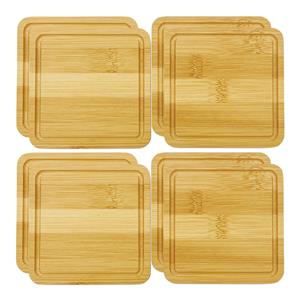 5five Onderzetters voor glazen - 8x stuks - vierkant - bamboe hout - 10 x 10 x 1 cm -